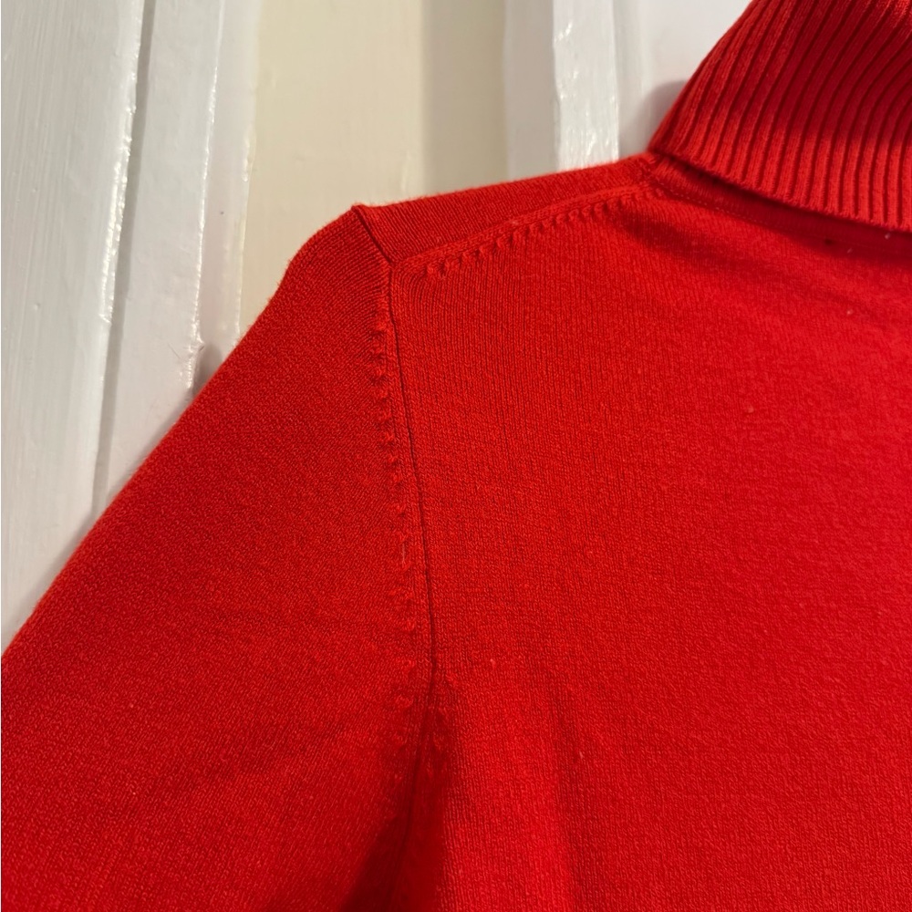 French Connection Red Ribbed Turtleneck Tunic Sweater Size M Holiday - Picture 4 of 4